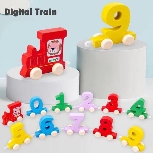 Baby Toys Wooden Montessori Education Alphabet Train Set Building Blocks Learning Number Letter Colors Game Train Model Gifts